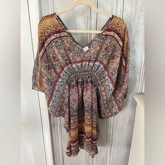 y2k inspired butterfly dress/top/swim coverup semi sheer sz lg boho fairy goth - Picture 1 of 12